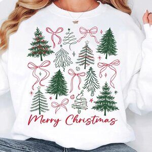 Coquette Merry Christmas Tee with Preppy Tree and Bow for a Cute Holiday Look 05
